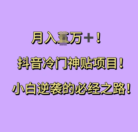 抖音冷门神贴项目，小白逆袭的必经之路，月入过W【揭秘】-非凡网-资源网-最新项目分享网站
