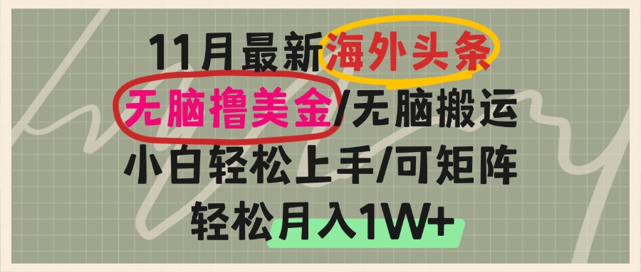 海外头条，无脑搬运撸美金，小白轻松上手，可矩阵操作，轻松月入1W+-非凡网-资源网-最新项目分享网站