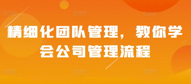 精细化团队管理，教你学会公司管理流程-非凡网-资源网-最新项目分享网站