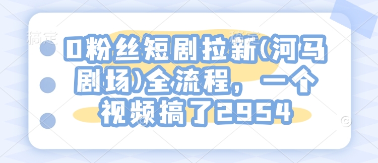 0粉丝短剧拉新(河马剧场)全流程，一个视频搞了2954-非凡网-资源网-最新项目分享网站