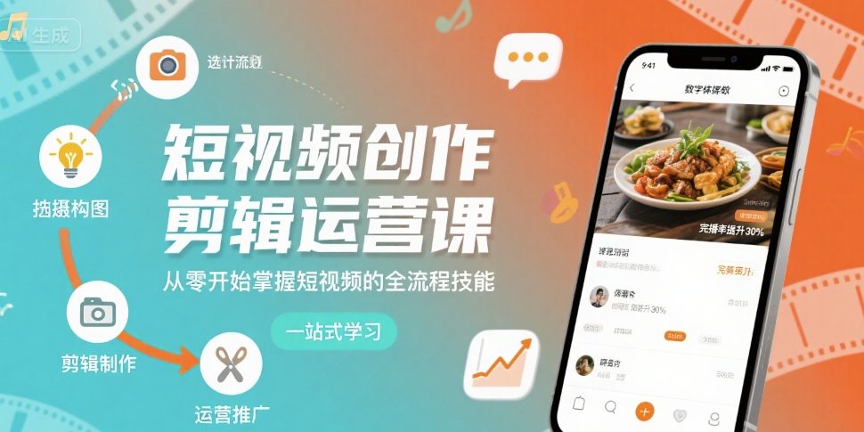 短视频创作剪辑运营课，从零开始掌握短视频的全流程技能-非凡网-资源网-最新项目分享网站