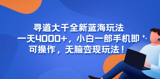 寻道大千全新蓝海玩法，一天4000+，小白一部手机即可操作，无脑变现玩法！-非凡网-资源网-最新项目分享网站
