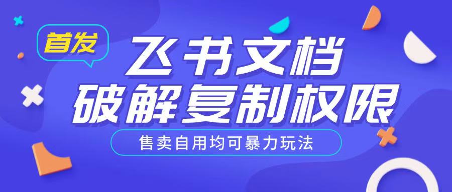 首发飞书文档破解复制权限，售卖自用均可暴力玩法-非凡网-资源网-最新项目分享网站