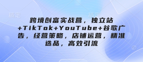 跨境创富实战营，独立站+TikTok+YouTube+谷歌广告，经营策略，店铺运营，精准选品，高效引流-非凡网-资源网-最新项目分享网站