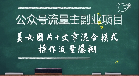 公众号流量主副业项目，美女图片+文章混合模式操作流量爆棚-非凡网-资源网-最新项目分享网站