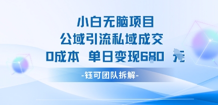 小白无脑项目公域引流私域成交0成本单日变现680米-非凡网-资源网-最新项目分享网站