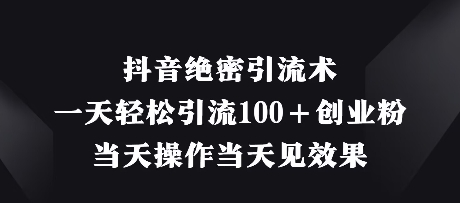 抖音绝密引流术，一天轻松引流100+创业粉，当天操作当天见效果-非凡网-资源网-最新项目分享网站