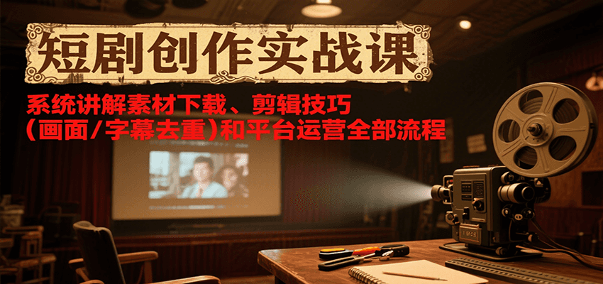 短剧创作实战课，系统讲解素材下载、剪辑技巧(画面/字幕去重)和平台运营全部流程-非凡网-资源网-最新项目分享网站