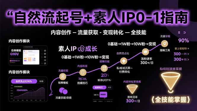 自然流起号+素人IP0-1指南，快速掌握内容创作-流量获取-变现转化-全技能-非凡网-资源网-最新项目分享网站