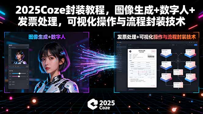 2025Coze封装教程，图像生成+数字人+发票处理，可视化操作与流程封装技术-非凡网-资源网-最新项目分享网站