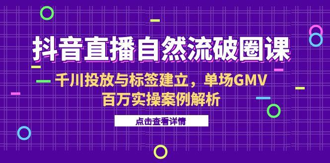抖音直播自然流破圈课-6月，千川投放与标签建立，单场GMV百万实操案例解析-非凡网-资源网-最新项目分享网站