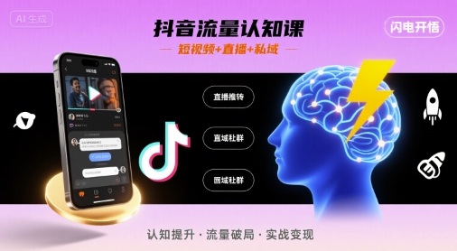 抖音流量认知课，短视频+直播+私域，认知提升，闪电开悟-非凡网-资源网-最新项目分享网站