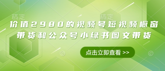 价值2980的视频号短视频橱窗带货和公众号小绿书图文带货-非凡网-资源网-最新项目分享网站