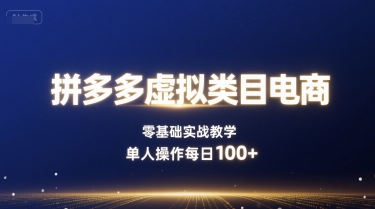 拼多多虚拟类目电商，零基础实战教学，单人操作每日100+-非凡网-资源网-最新项目分享网站