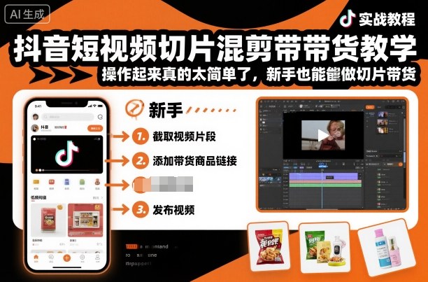 抖音短视频切片混剪带货教学，操作起来真的太简单了，新手也能做切片带货-非凡网-资源网-最新项目分享网站