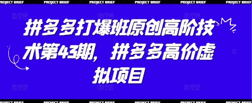 拼多多打爆班原创高阶技术第43期，拼多多高价虚拟项目-非凡网-资源网-最新项目分享网站