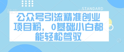 公众号引流精准创业项目粉，0基础小白都能轻松驾驭-非凡网-资源网-最新项目分享网站