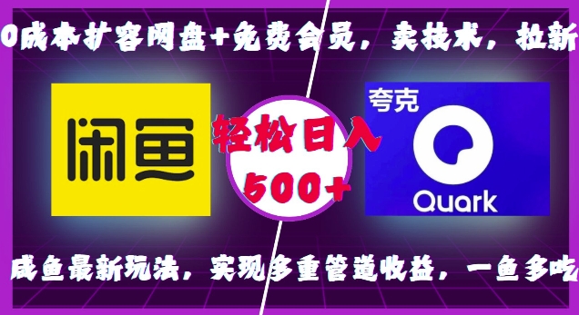 0成本扩容网盘+免费会员，卖技术，拉新，咸鱼最新玩法，实现多重管道收益，一鱼多吃，轻松日入500+-非凡网-资源网-最新项目分享网站