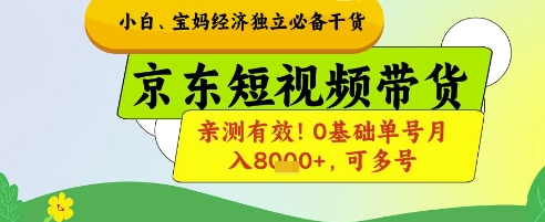 小白宝妈经济独立必备干货，京东短视频带货，亲测有效!0基础单号月入8k+，可多号【揭秘】-非凡网-资源网-最新项目分享网站