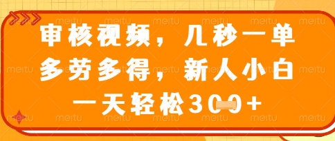 视频审核员，几秒一单，不限时间，不限地点，多做多得，新人小白一天轻松几张+【揭秘】-非凡网-资源网-最新项目分享网站