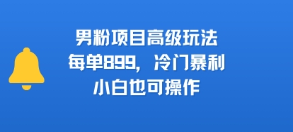 男粉项目高级玩法，每单899，冷门暴利，小白也可操作-非凡网-资源网-最新项目分享网站