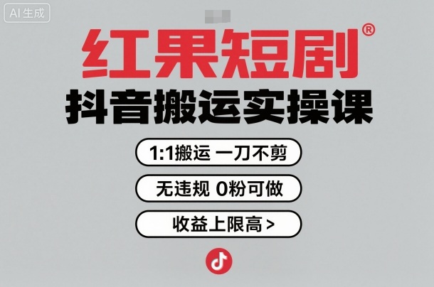 红果短剧拉新之抖音搬运实操课，1：1搬运，一刀不剪，无违规，0粉可做，收益上限高-非凡网-资源网-最新项目分享网站