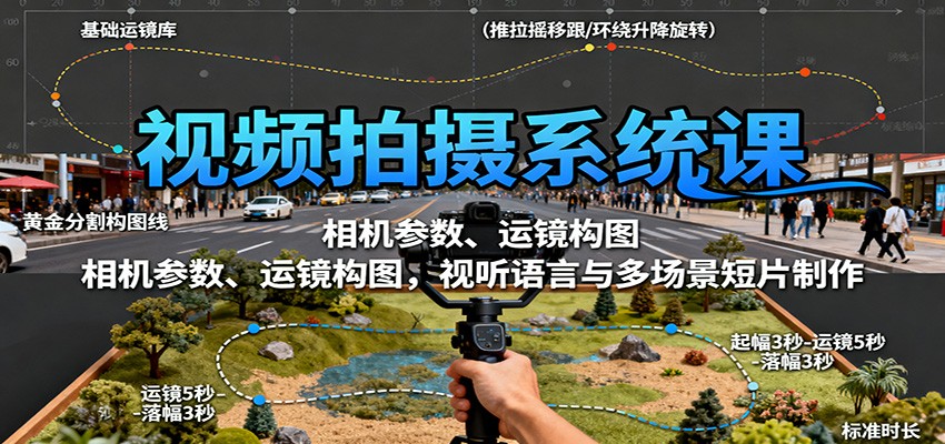 视频拍摄系统课:相机参数、运镜构图,视听语言与多场景短片制作-非凡网-资源网-最新项目分享网站