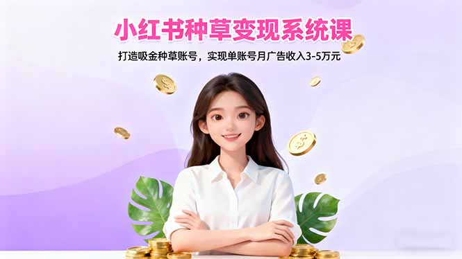 小红书种草变现系统课：打造吸金种草账号，实现单账号月广告收入3-5万元-非凡网-资源网-最新项目分享网站
