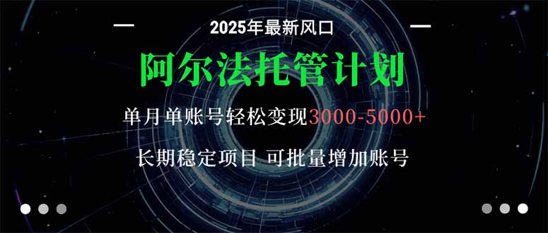 阿尔法托管计划 单账号月入3000-5000，长期稳定项目，新手小白轻松上手。-非凡网-资源网-最新项目分享网站