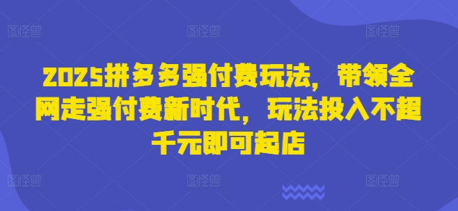 2025拼多多强付费玩法，带领全网走强付费新时代，玩法投入不超千元即可起店-非凡网-资源网-最新项目分享网站