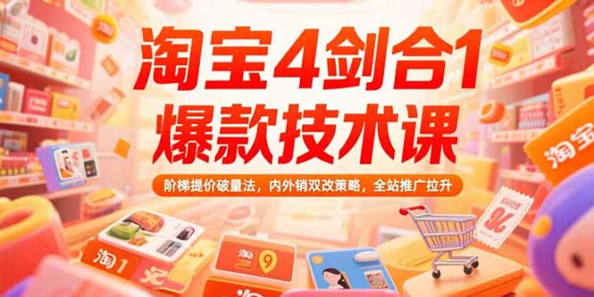 淘宝4剑合1爆款技术课73期：阶梯提价破量法，内外销双改策略 全站推广拉升-非凡网-资源网-最新项目分享网站