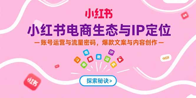 小红书电商生态与IP定位，账号运营与流量密码，爆款文案与内容创作-非凡网-资源网-最新项目分享网站