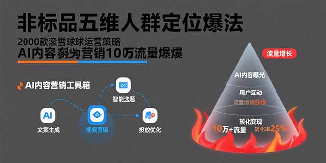非标品五维人群定位法，2000款滚雪球运营策略，AI内容营销10万流量引爆-非凡网-资源网-最新项目分享网站