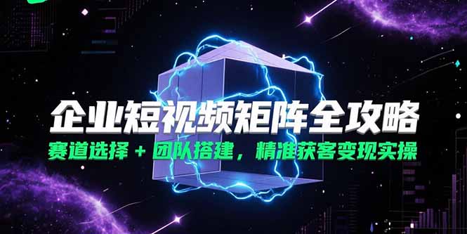 企业短视频矩阵全攻略，赛道选择+团队搭建，精准获客变现实操-非凡网-资源网-最新项目分享网站