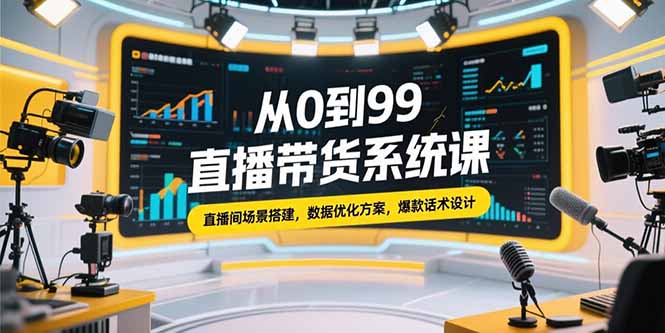 从0到99直播带货系统课，直播间场景搭建，数据优化方案，爆款话术设计-非凡网-资源网-最新项目分享网站