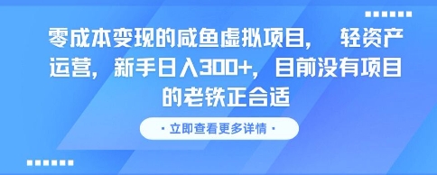 零成本变现的咸鱼虚拟项目， 轻资产运营，新手日入3张+，目前没有项目的老铁正合适-非凡网-资源网-最新项目分享网站