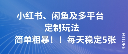 小红书、闲鱼及多平台定制玩法简单粗暴！每天稳定5张-非凡网-资源网-最新项目分享网站
