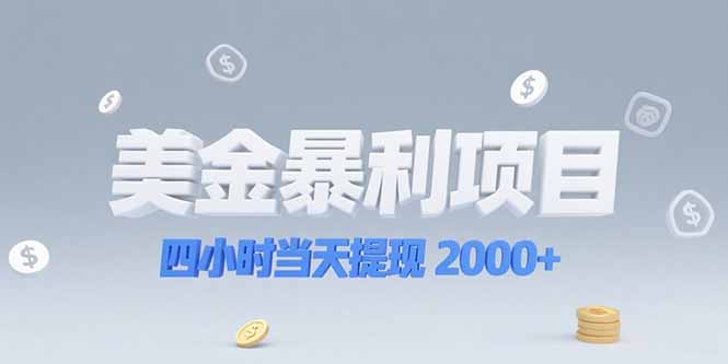 美金暴利项目，四小时当天提现 2000+机会留给会选赛道的人-非凡网-资源网-最新项目分享网站