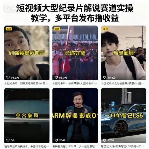 短视频大型纪录片解说赛道实操教学，多平台发布撸收益-非凡网-资源网-最新项目分享网站