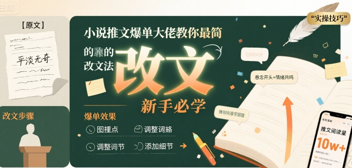 小说推文爆单大佬教你最简单的改文方法实操课，新手必学-非凡网-资源网-最新项目分享网站