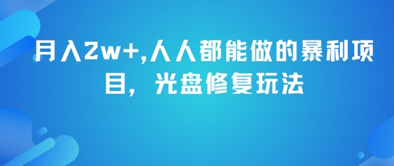 月入2w+，人人都能做的暴利项目，光盘修复玩法-非凡网-资源网-最新项目分享网站