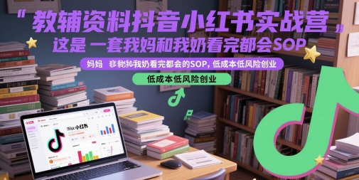 教辅资料抖音小红书实战营，这是一套我妈和我奶看完都会的SOP，低成本低风险创业(更新)-非凡网-资源网-最新项目分享网站