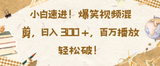 小白速进，爆笑视频混剪，日入3张，百万播放轻松破【揭秘】-非凡网-资源网-最新项目分享网站