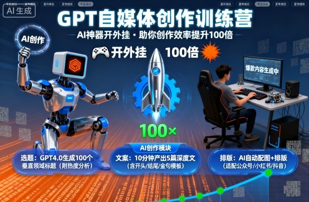 GPT自媒体创作训练营：AI神器开外挂，助你创作效率提升100倍-非凡网-资源网-最新项目分享网站