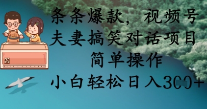 条条爆款，视频号夫妻搞笑对话项目，简单操作，小白轻松日入3张+-非凡网-资源网-最新项目分享网站