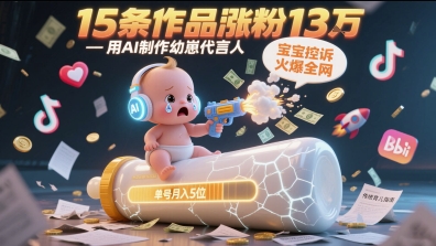 用AI制作幼崽代言人，宝宝的控诉火爆全网，15条作品涨粉13W，单号月入5位数实操教程-非凡网-资源网-最新项目分享网站