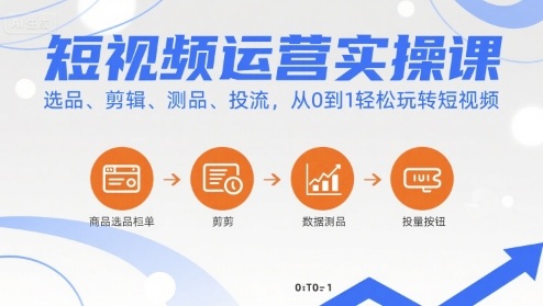 短视频运营实操课，选品、剪辑、测品、投流，从0到1轻松玩转短视频-非凡网-资源网-最新项目分享网站