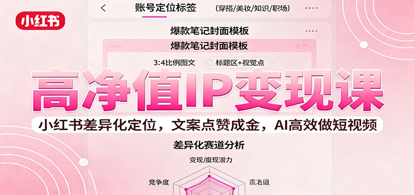 高净值IP变现课：小红书差异化定位，文案点赞成金， AI高效做短视频-非凡网-资源网-最新项目分享网站