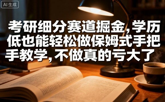 考研细分赛道掘金，日入1k+，学历低也能轻松做保姆式手把手教学，不做真的亏大了【揭秘】-非凡网-资源网-最新项目分享网站