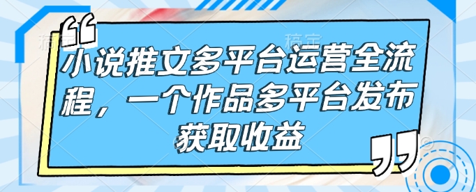 小说推文多平台运营全流程，一个作品多平台发布获取收益-非凡网-资源网-最新项目分享网站